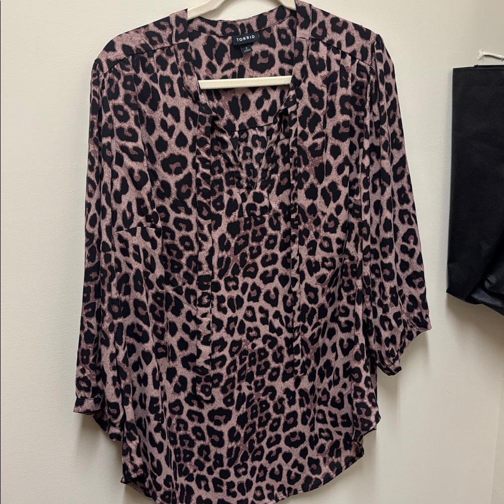 Torrid Pink and Black Leopard Print Top